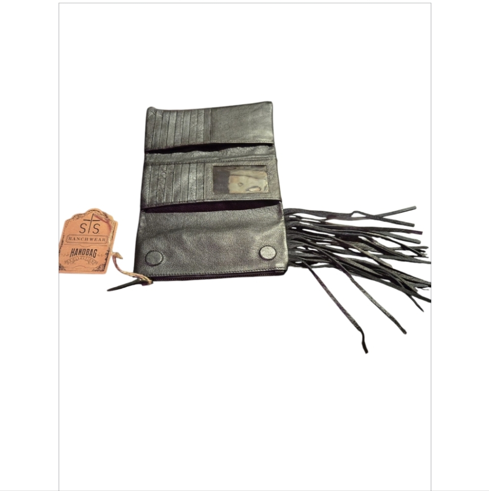 STS Ranchwear Black Indie Mesa Leather Wallet with Fringe - Picture 4 of 4